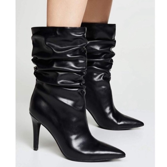 Jeffrey Campbell Black Slouch Pointed Toe Boots - Picture 8 of 8